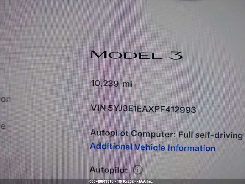 2023 TESLA MODEL 3 REAR-WHEEL DRIVE - 5YJ3E1EAXPF412993