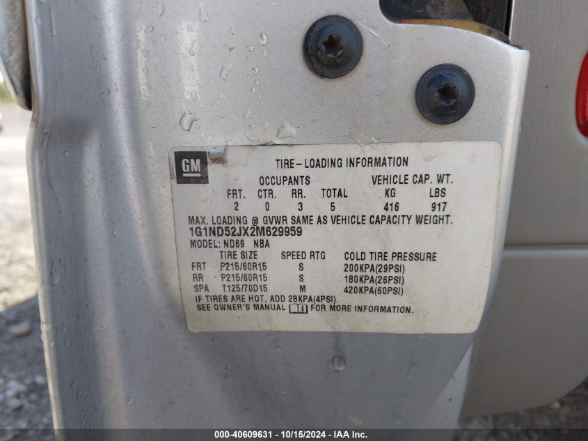 2002 Chevrolet Malibu VIN: 1G1ND52JX2M629959 Lot: 40609631