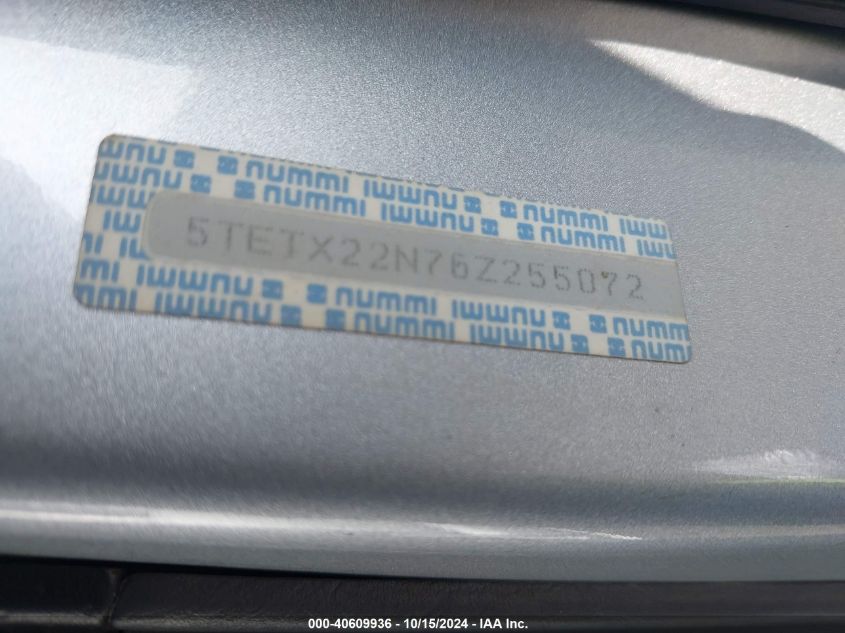 2006 Toyota Tacoma VIN: 5TETX22N76Z255072 Lot: 40609936