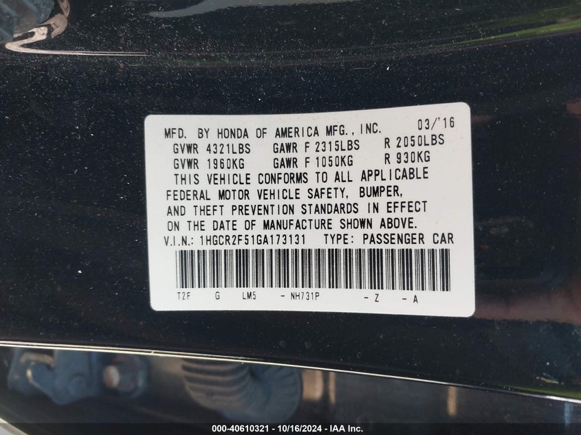 2016 HONDA ACCORD SPORT - 1HGCR2F51GA173131