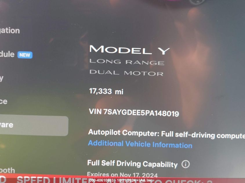 2023 Tesla Model Y VIN: 7SAYGDEE5PA148019 Lot: 40610683