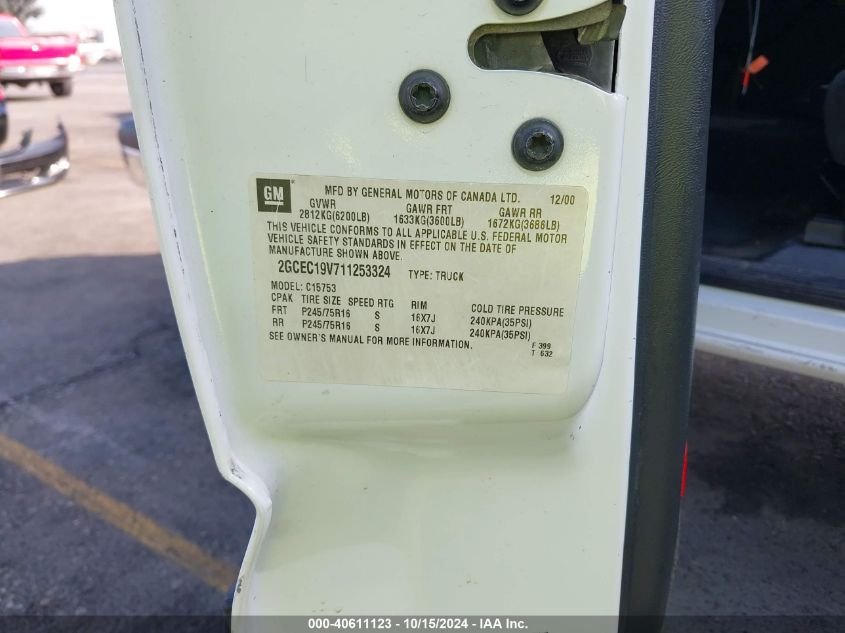 2001 Chevrolet Silverado 1500 Ls VIN: 2GCEC19V711253324 Lot: 40611123