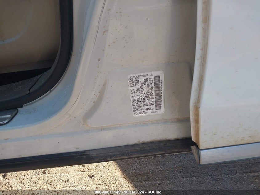 2010 Nissan Murano Sl VIN: JN8AZ1MUXAW005769 Lot: 40611149