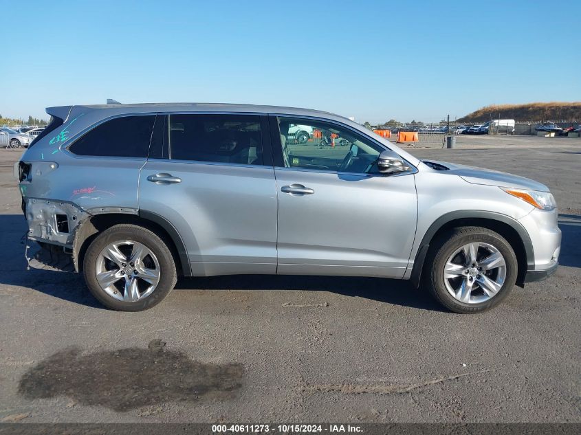 2014 Toyota Highlander Limited V6 VIN: 5TDDKRFH7ES069950 Lot: 40611273