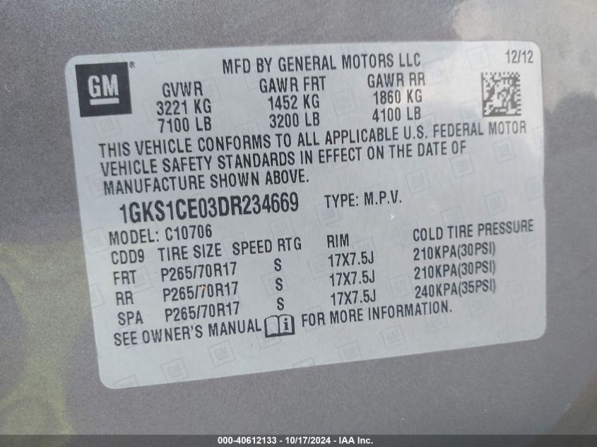 2013 GMC YUKON SLT - 1GKS1CE03DR234669