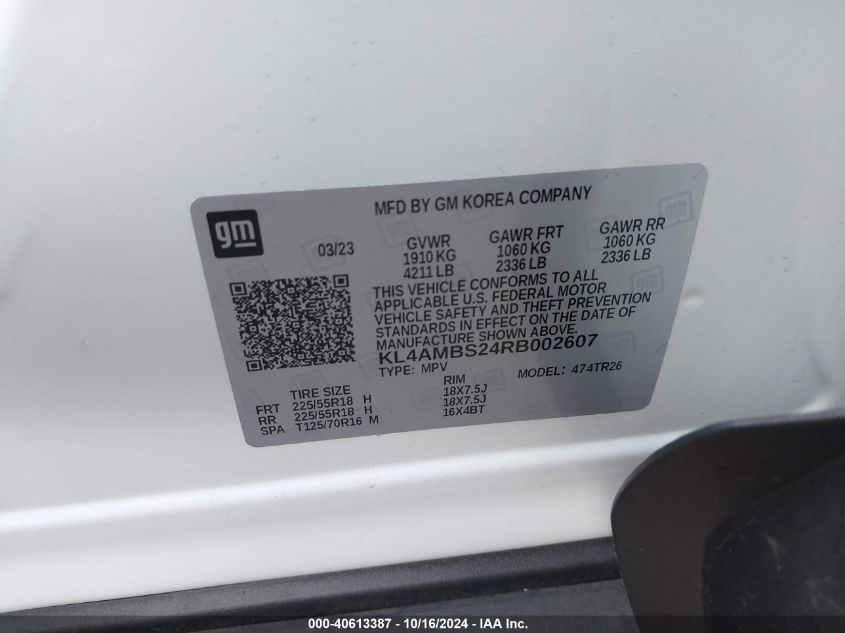 2024 Buick Encore Gx Preferred Fwd VIN: KL4AMBS24RB002607 Lot: 40613387