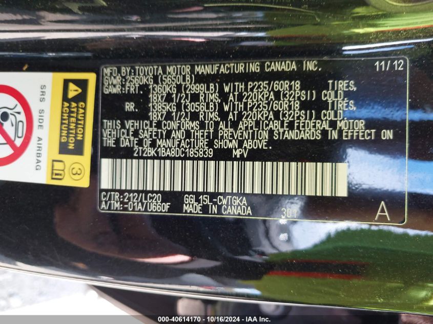 2013 LEXUS RX 350 - 2T2BK1BA8DC185839