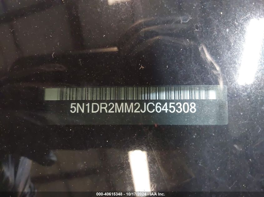 2018 Nissan Pathfinder Sv VIN: 5N1DR2MM2JC645308 Lot: 40615348