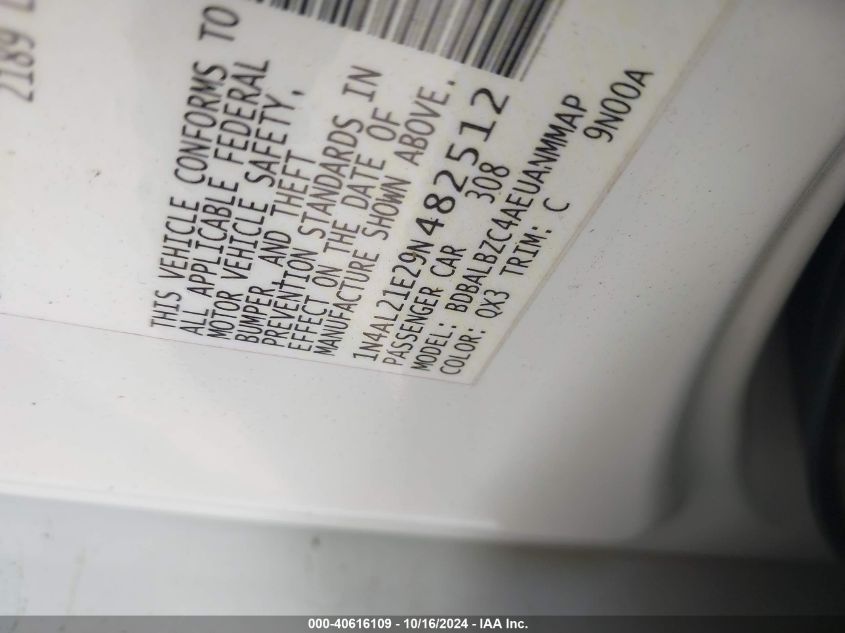 2009 Nissan Altima 2.5 S VIN: 1N4AL21E29N482512 Lot: 40616109