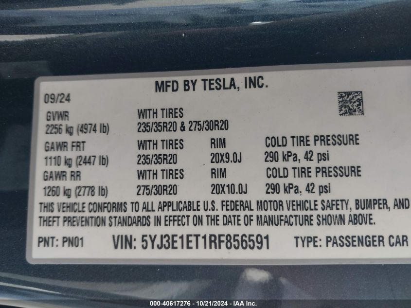 2024 TESLA MODEL 3 PERFORMANCE - 5YJ3E1ET1RF856591