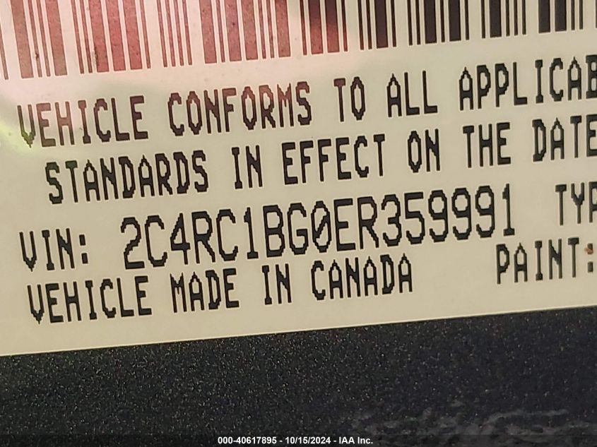 2014 Chrysler Town & Country Touring VIN: 2C4RC1BG0ER359991 Lot: 40617895