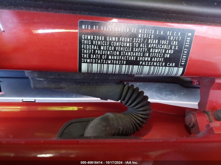 2018 VOLKSWAGEN BEETLE 2.0T COAST/2.0T S - 3VWFD7AT3JM706276