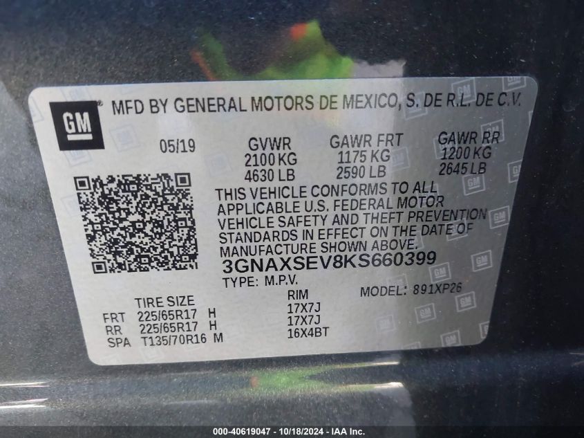 2019 CHEVROLET EQUINOX LS - 3GNAXSEV8KS660399