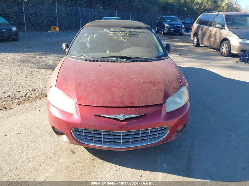 2001 Chrysler Sebring Lxi VIN: 1C3EL55U11N652902 Lot: 40619446