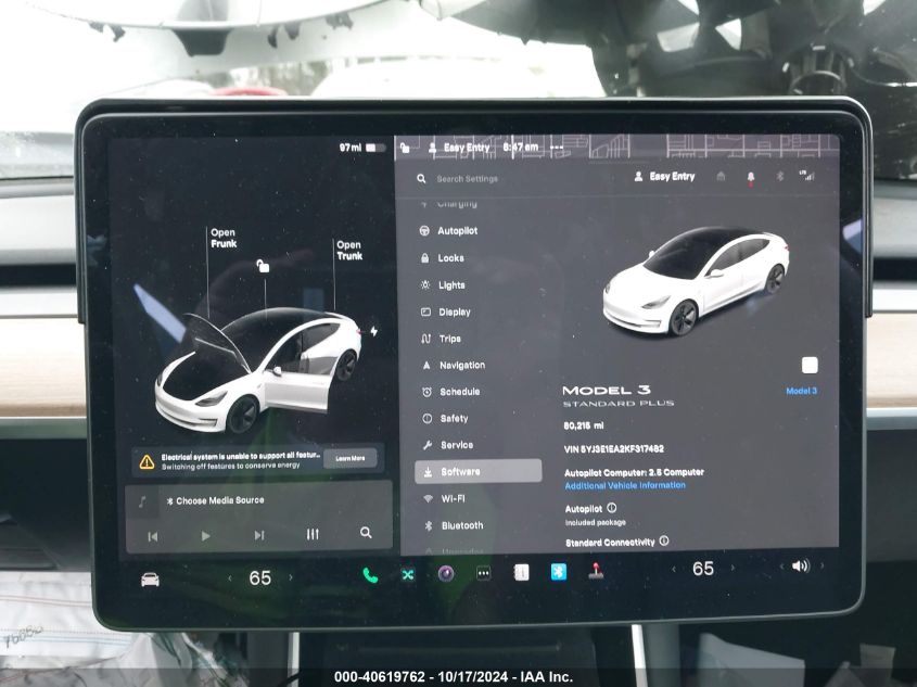 2019 TESLA MODEL 3 LONG RANGE/MID RANGE/STANDARD RANGE/STANDARD RANGE PLUS - 5YJ3E1EA2KF317482