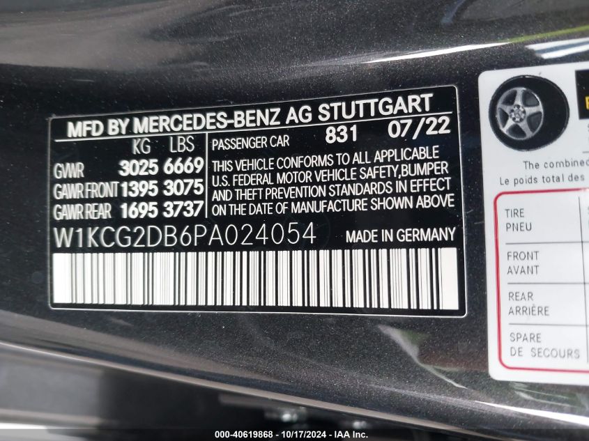 2023 Mercedes-Benz Eqs 450+ VIN: W1KCG2DB6PA024054 Lot: 40619868