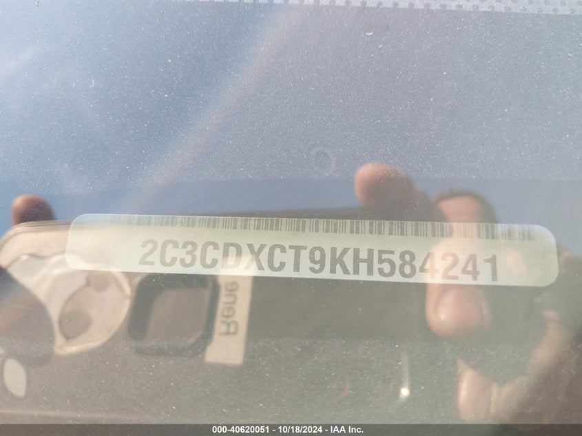 2019 Dodge Charger R/T Rwd VIN: 2C3CDXCT9KH584241 Lot: 40620051