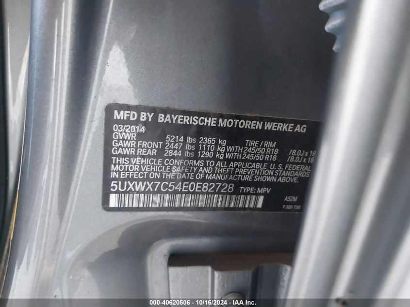 VIN 5UXWX7C54E0E82728 2014 BMW X3, Xdrive35I no.9