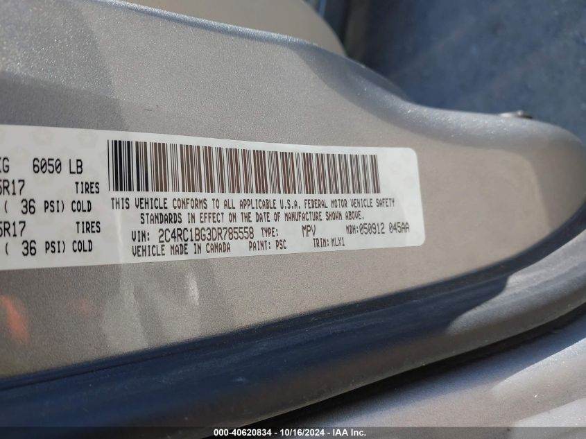 2013 Chrysler Town & Country Touring VIN: 2C4RC1BG3DR785558 Lot: 40620834