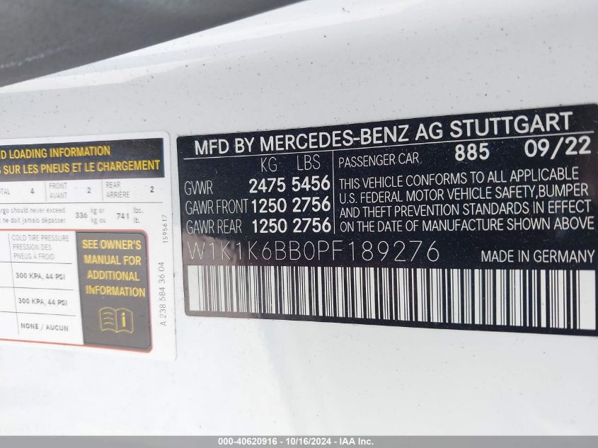 VIN W1K1K6BB0PF189276 2023 Mercedes-Benz AMG E 53,... no.9