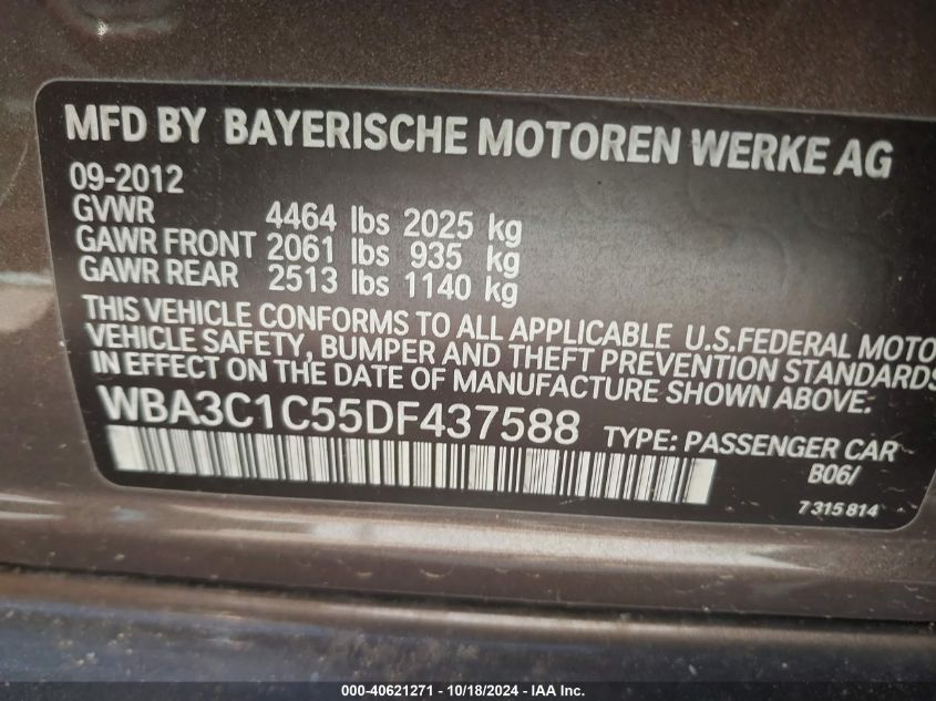 VIN 5UXZV8C52D0C14820 2013 BMW 328I no.9