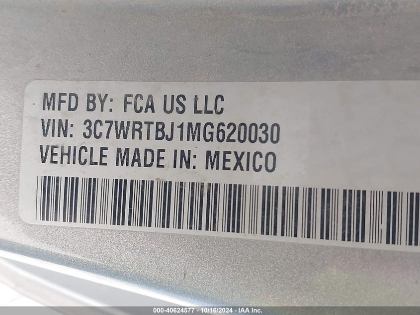 2021 Ram 3500 Chassis Tradesman/Slt VIN: 3C7WRTBJ1MG620030 Lot: 40624577