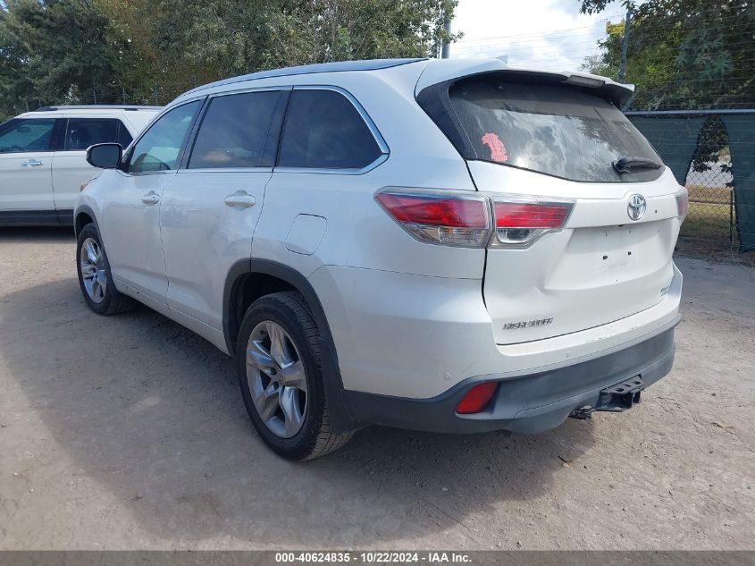 2015 Toyota Highlander Limited V6 VIN: 5TDDKRFH8FS130756 Lot: 40624835