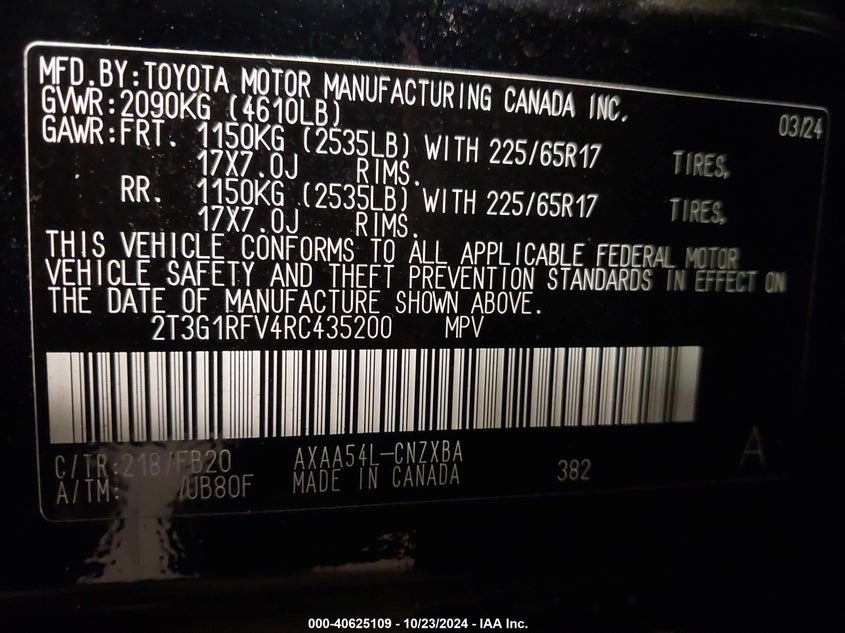 2024 TOYOTA RAV4 LE - 2T3G1RFV4RC435200