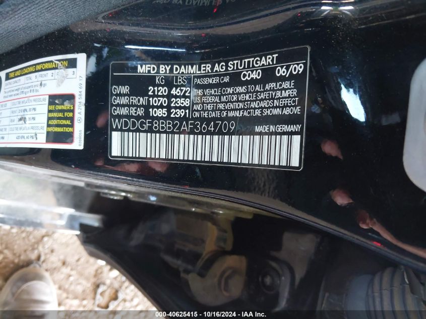 2010 Mercedes-Benz C 300 Luxury 4Matic/Sport 4Matic VIN: WDDGF8BB2AF364709 Lot: 40625415