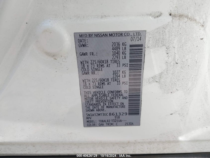 2014 NISSAN ROGUE SL - 5N1AT2MT3EC861329