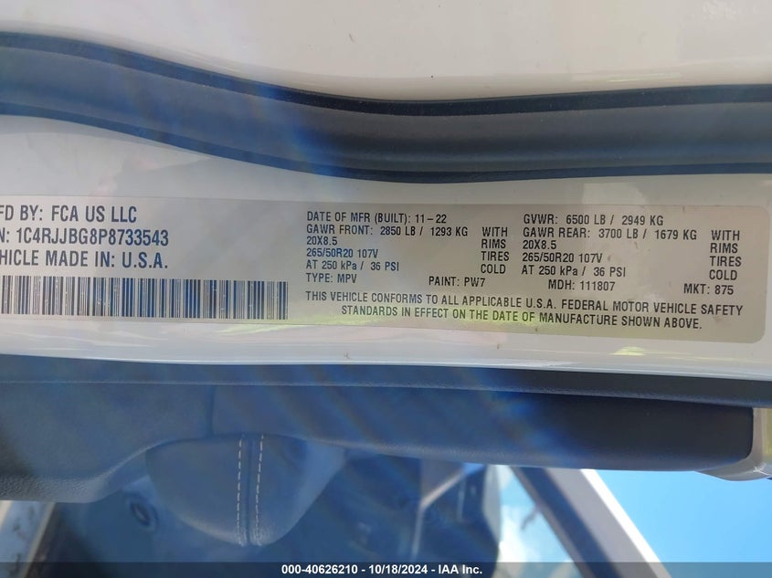 2023 JEEP GRAND CHEROKEE L LIMITED 4X2 - 1C4RJJBG8P8733543