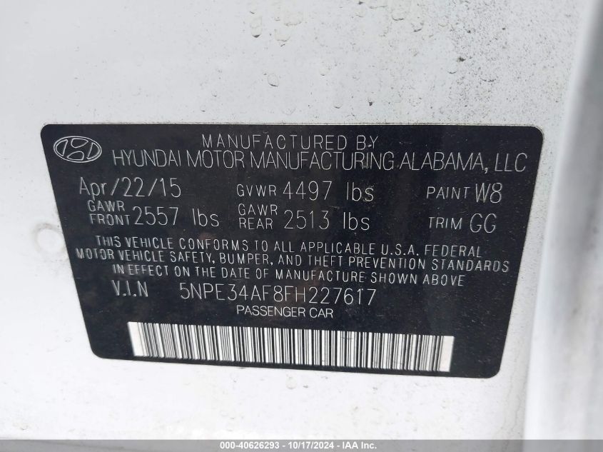 2015 HYUNDAI SONATA LIMITED - 5NPE34AF8FH227617