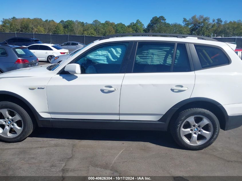 2008 BMW X3 3.0Si VIN: WBXPC93408WJ15931 Lot: 40626304