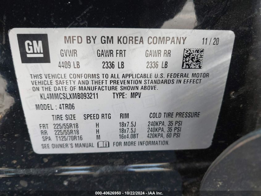 2021 Buick Encore Gx Awd Preferred VIN: KL4MMCSLXMB093211 Lot: 40626950