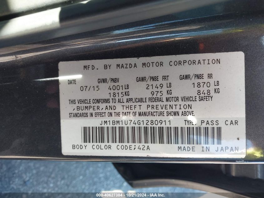 2016 Mazda Mazda3 I Sport VIN: JM1BM1U74G1280911 Lot: 40627384