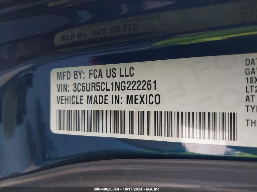 2022 Ram 2500 Tradesman 4X4 6'4 Box VIN: 3C6UR5CL1NG222261 Lot: 40628354