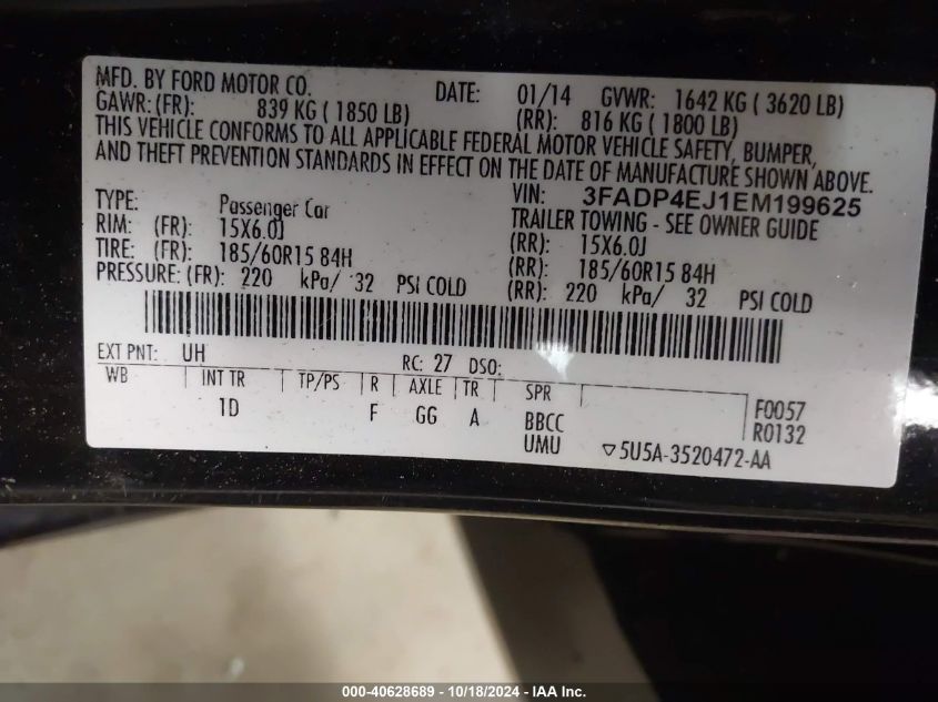 2014 FORD FIESTA SE - 3FADP4EJ1EM199625