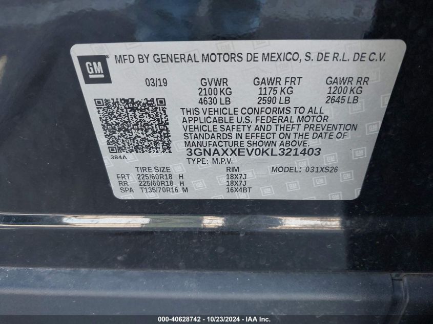 2019 CHEVROLET EQUINOX PREMIER - 3GNAXXEV0KL321403