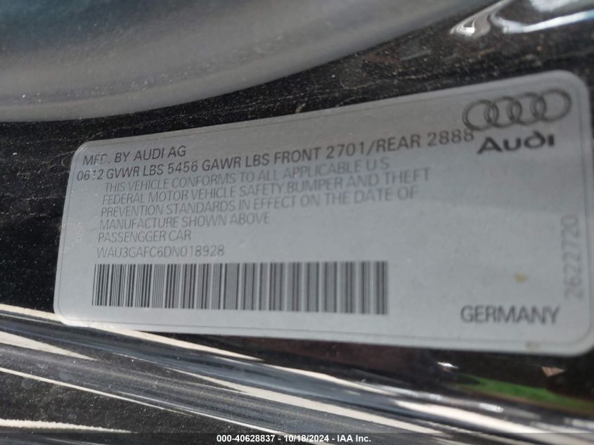 2013 AUDI A7 3.0T PREMIUM - WAU3GAFC6DN018928