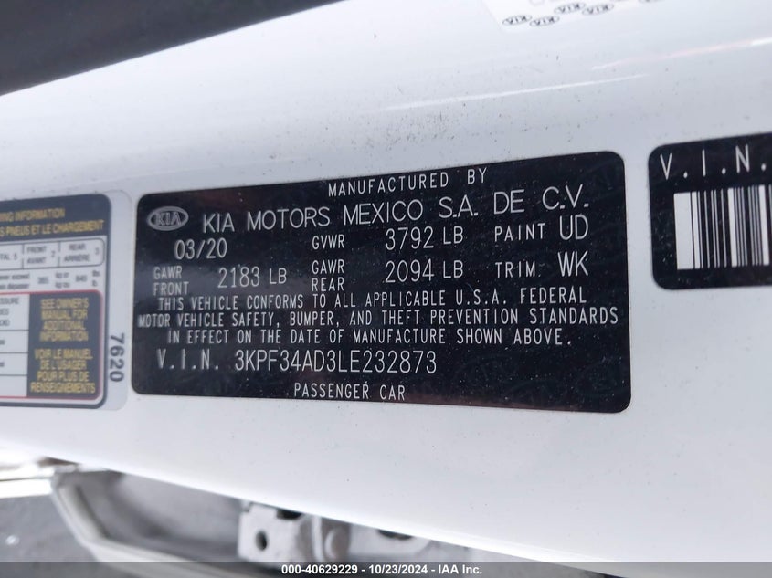 2020 KIA FORTE GT-LINE - 3KPF34AD3LE232873