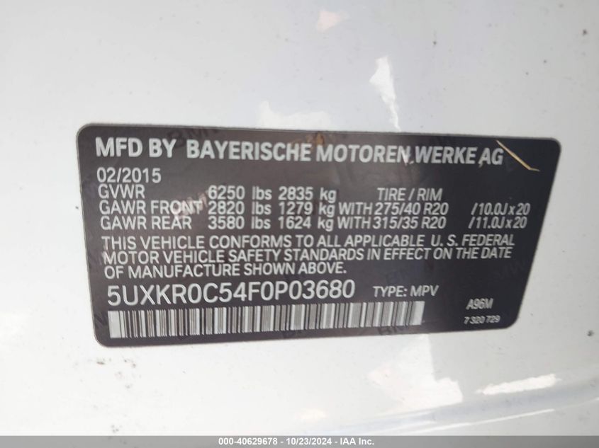 VIN 5UXKR0C54F0P03680 2015 BMW X5, Xdrive35I no.9