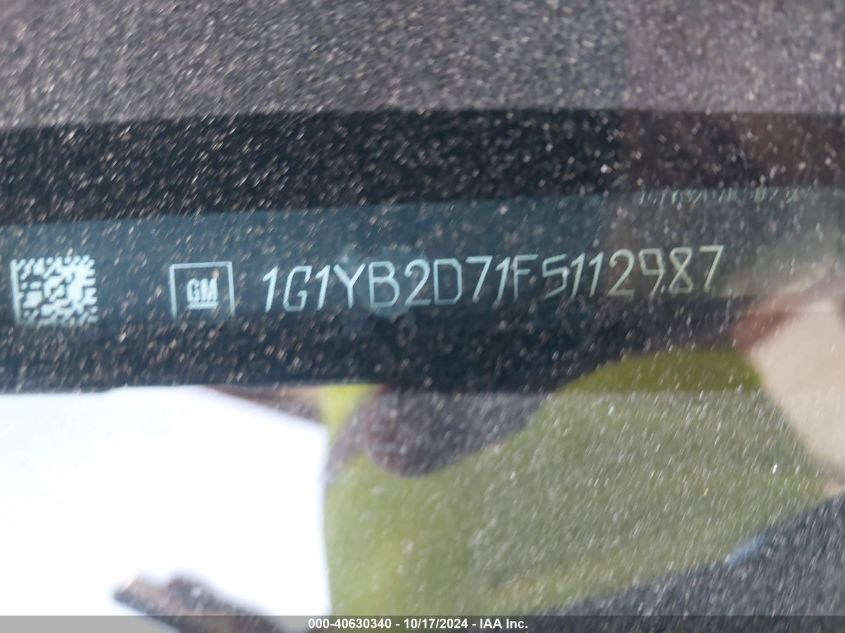 2015 Chevrolet Corvette Stingray 1Lt VIN: 1G1YB2D71F5112987 Lot: 40630340