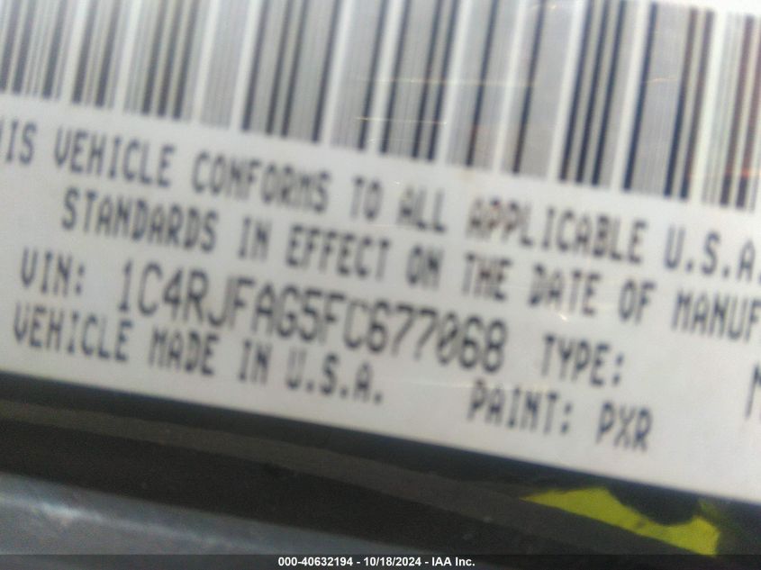 VIN 1C4RJFAG5FC677068 2015 JEEP GRAND CHEROKEE no.9