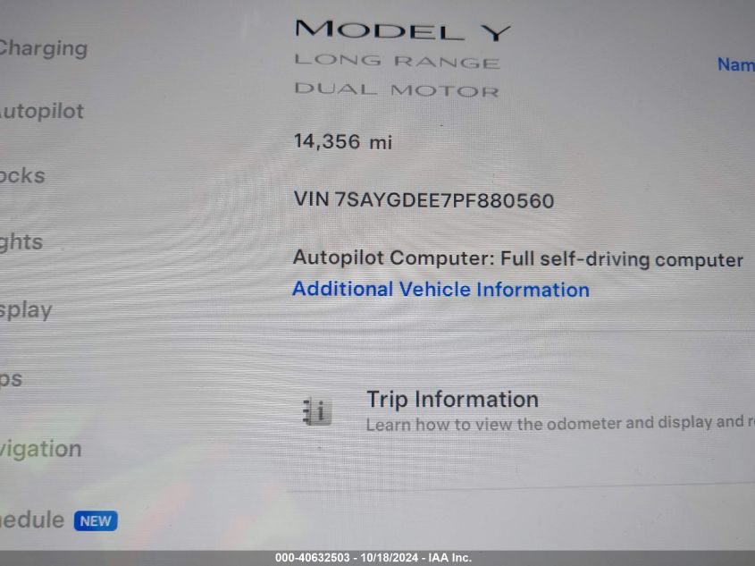 2023 TESLA MODEL Y AWD/LONG RANGE DUAL MOTOR ALL-WHEEL DRIVE - 7SAYGDEE7PF880560