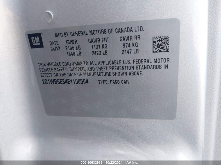 2014 CHEVROLET IMPALA LIMITED LT - 2G1WB5E34E1100594