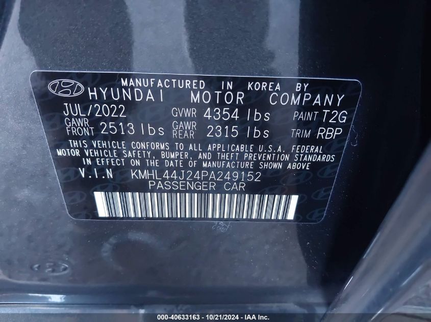 2023 Hyundai Sonata Sel Plus VIN: KMHL44J24PA249152 Lot: 40633163