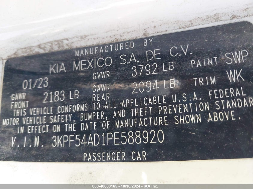 2023 KIA FORTE GT-LINE - 3KPF54AD1PE588920