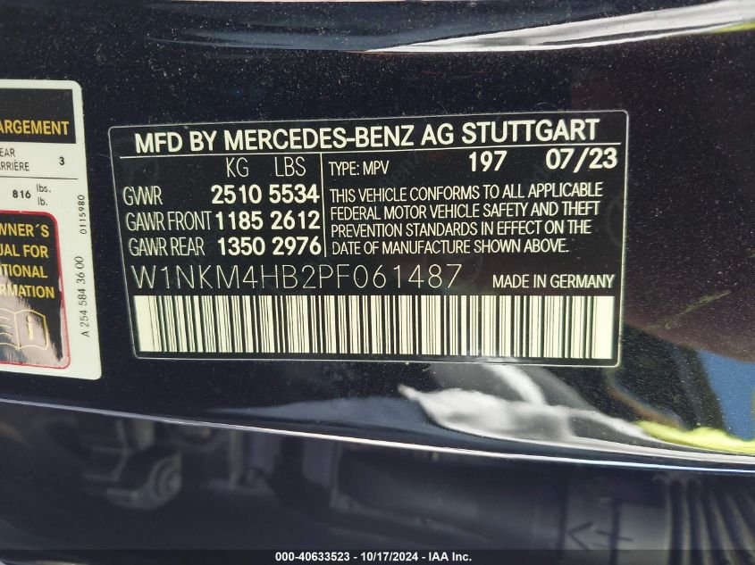 2023 Mercedes-Benz Glc 300 4Matic Suv VIN: W1NKM4HB2PF061487 Lot: 40633523