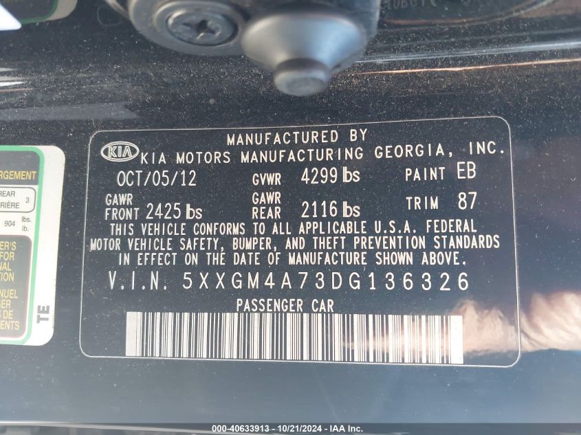 2013 KIA OPTIMA LX - 5XXGM4A73DG136326