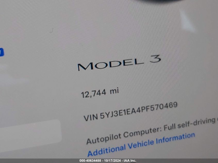 VIN 5YJ3E1EA4PF570469 2023 TESLA MODEL 3 no.16